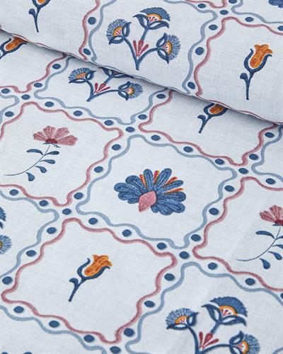 Ornate Fancy Спален Комплект Двоен Памучен 200x220 см Син