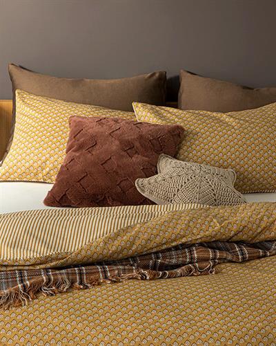 Palm Спално Бельо Компле Единичен Размер, Креп, Горчица, 160 X 220 Cm