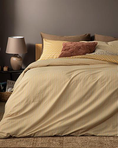 Palm Спално Бельо Компле Двоен Размер, Креп, Горчица, 200 X 220 Cm