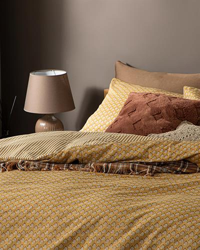 Palm Спално Бельо Компле Двоен Размер, Креп, Горчица, 200 X 220 Cm