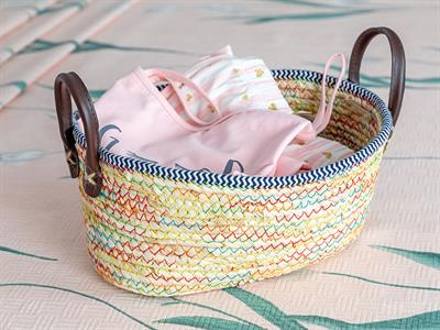 Palm Island Кошница Среден Слама 30x20x13 см Бежов - Син