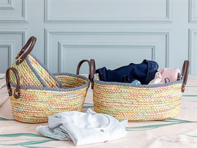 Palm Island Кошница Среден Слама 30x20x13 см Бежов - Син