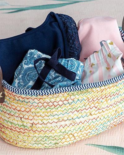 Palm Island Кошница Голям Слама 34x24x15 см Бежов - Син