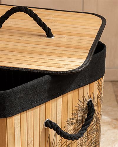 Palm Island Кош За Пране Бамбук, Естествено-Черно, 35 X 35 X 60 Cm