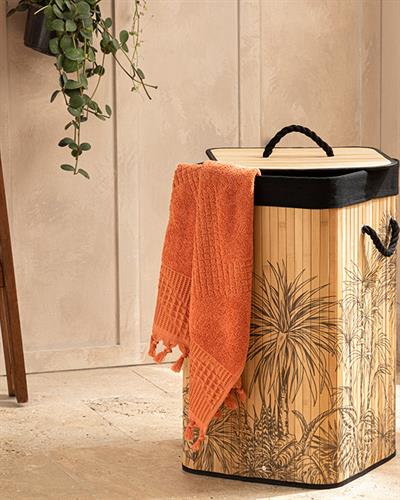 Palm Island Кош За Пране Бамбук, Естествено-Черно, 35 X 35 X 60 Cm