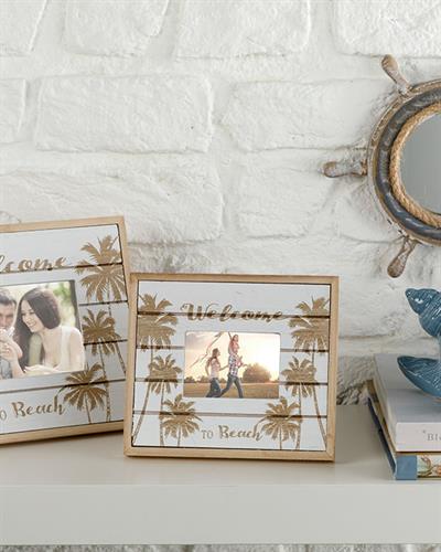 Palm Trees Рамка МДФ 19x22x2 см Бял
