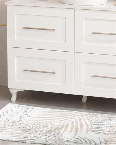 Palm Trees Постелка За Баня Памучен флош 60x90 см Бежов - Сив - Кремав