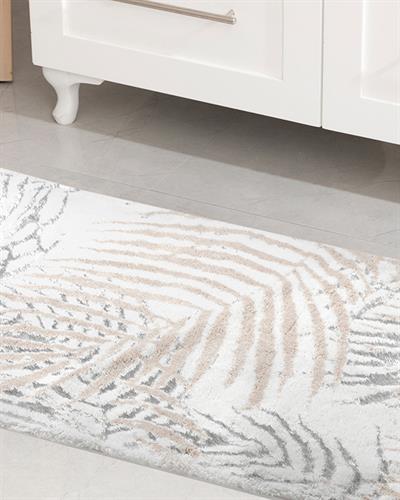 Palm Trees Постелка За Баня Памучен флош 60x90 см Бежов - Сив - Кремав