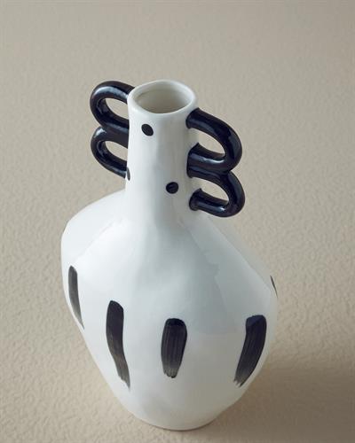 Pansy Ваза Керамика 14,8x10x23,2 см Черен - Бял