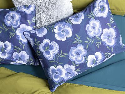 Pansy Bloom Калъфка За Възглавница 2 бр. Памучен 50x70 см Тъмносин