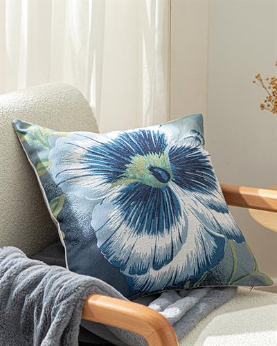 Pansy Bloom Възглавница Goblen, Синьо, 45 X 45 Cm