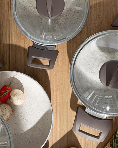 Paol Granite 3 Pieces Shallow Pan Set 18-20-22 cm Gray