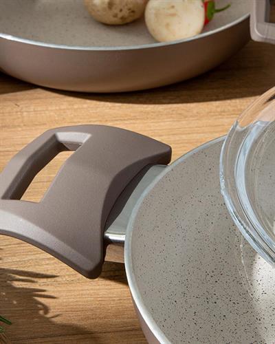 Paol Granite 3 Pieces Shallow Pan Set 18-20-22 cm Gray