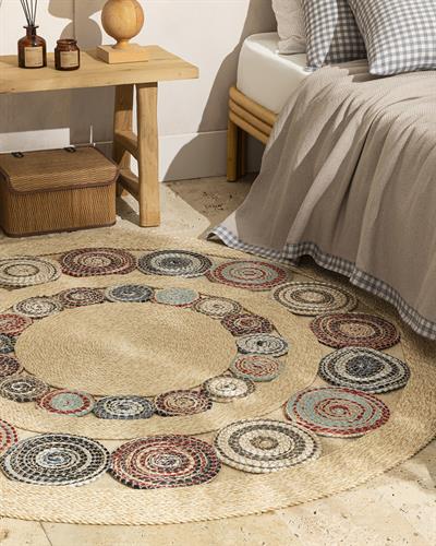 Parley Jute Decorative Jute Carpet 150x150 cm Multicolor