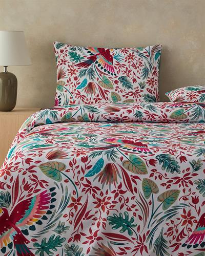 Parrot Fantasy Спален Комплект Двоен Мек памук с дигитална щампа 200x220 см Зелен