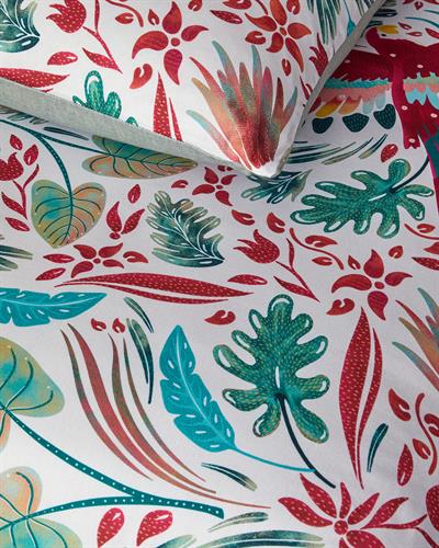 Parrot Fantasy Спален Комплект Кралски размер Мек памук с дигитална щампа 240x220 см Зелен