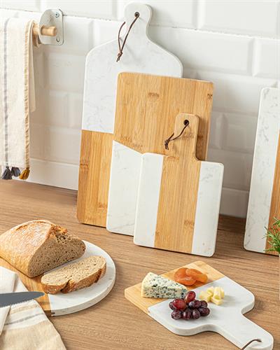 Pavia ДЪСКА ЗА РЯЗАНЕ Mermer Bambu 25 cm Бежово-бяло