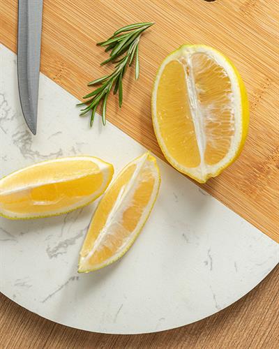 Pavia ДЪСКА ЗА РЯЗАНЕ Mermer Bambu 25 cm Бежово-бяло