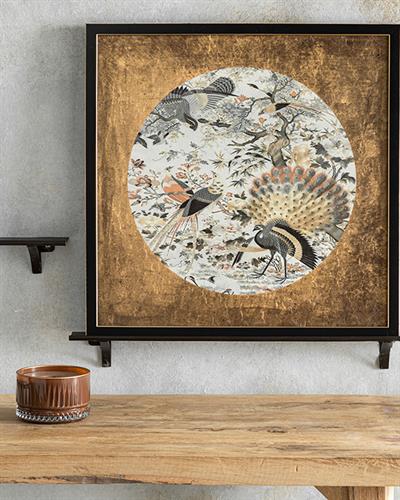 Peacock Garden Painting 40x40 cm Gold