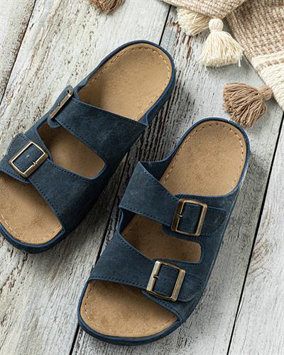 Pedro Artificial Leather Mens Sandals 40 Navy Blue