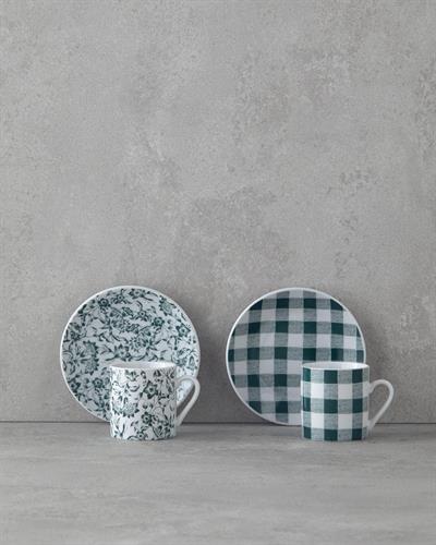 Peggy Комплект С Чаши За Кафе 4 части за 2 души Порцелан 80 мл Зелен