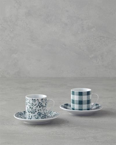 Peggy Комплект С Чаши За Кафе 4 части за 2 души Порцелан 80 мл Зелен