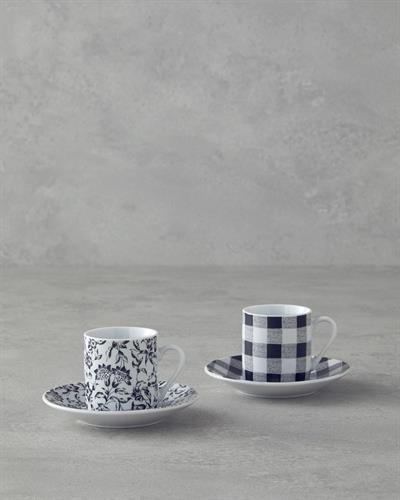 Peggy Комплект С Чаши За Кафе 4 части за 2 души Порцелан 80 мл Черен