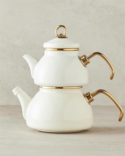 Perro Enamel Mini Tea Pot 0,5 lt + 1 lt Cream