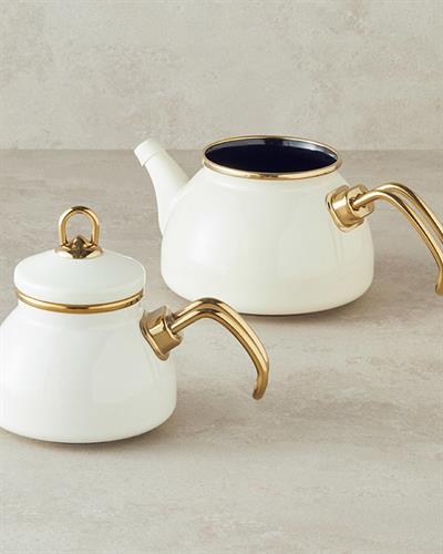 Perro Enamel Mini Tea Pot 0,5 lt + 1 lt Cream