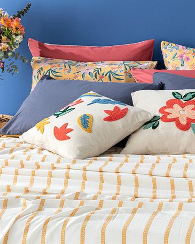 Petite Daisies Одеяло Пике Двоен Вискоза с багрени нишки 200x220 см Жълт