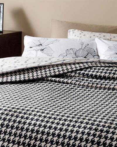 Pied de poule Одеяло Единичен Памучен 150x200 см Бежов - Черен