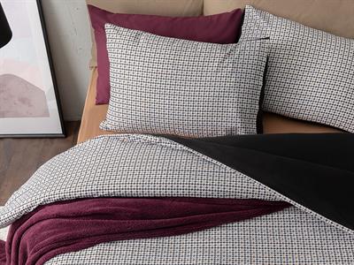 Pied de poule СПАЛНО БЕЛЬО КОМПЛЕ Голям размер Памучен 240x220 cm Черно-Бейдж