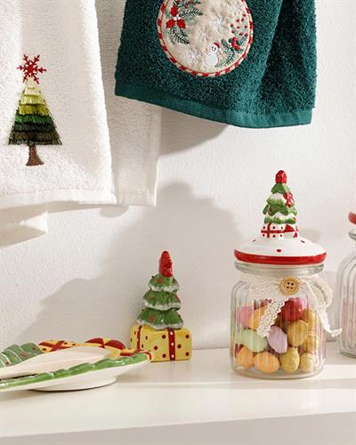 Pine Tree Солница И Пиперница 2 бр. Доломит 4x8 см Червен - Зелен