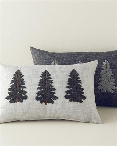 Pine Tree Punch Embroidered Decorative Cushion Dark Gray