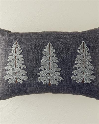 Pine Tree Punch Embroidered Decorative Cushion Dark Gray