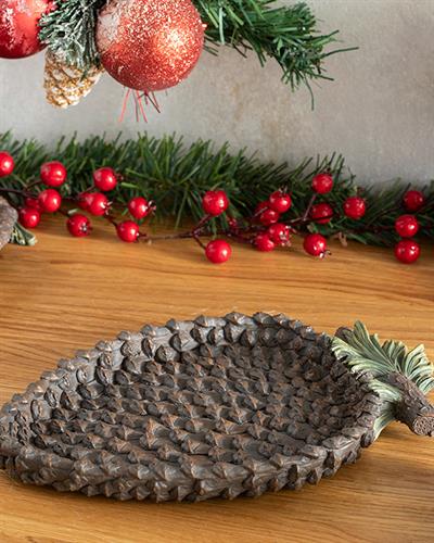 Pine Tree Grain Декоративна Чиния Полирезин, Кафяво, 25X13,8