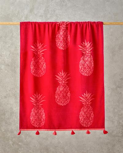 Pineapple Кърпа За Плаж Боядисани кадифени нишки Памучен 90x150 cm Цикламен