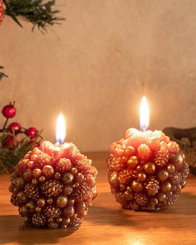 Pinecone Ball Свещ Кафяво, 6,6X6,6X6,7 Cm