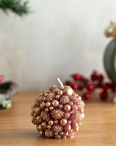 Pinecone Ball Свещ Бордо Червено, 6,6X6,6X6,7 Cm