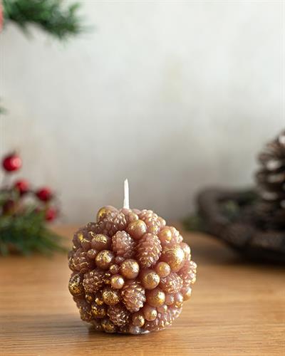 Pinecone Ball Свещ Кафяво, 6,6X6,6X6,7 Cm