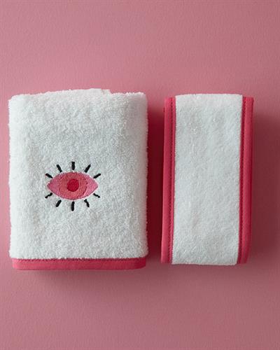 Pink Hope Комплект Кърпи С бродерия Памучен 30x45 см Екрю - Розов