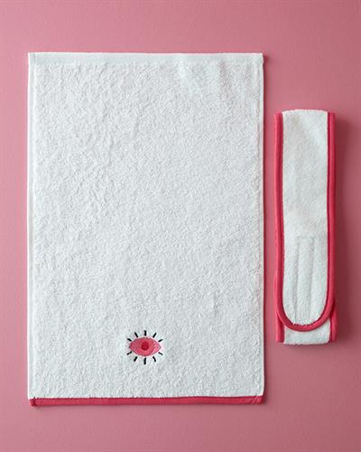 Pink Hope Комплект Кърпи С бродерия Памучен 30x45 см Екрю - Розов