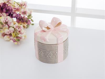 Pink Ribbon КУТИЯ ЗА СЪХРАНЕНИЕ Кръгъл с керамичен капак Керамичен 12x12x14 cm Pink