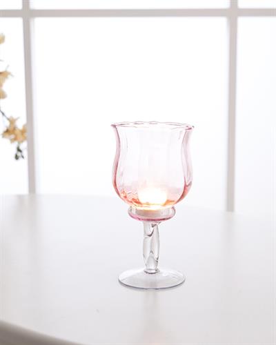 Pinky Свещник Стъкло 10x18 см Розов