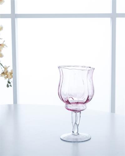 Pinky Свещник Стъкло 10x18 см Розов