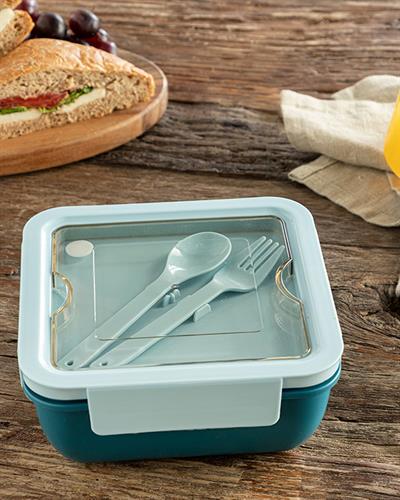 Pinoli Plastic Lunch Box 17x17x7 cm Blue