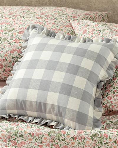 Plaid Декоративна Калъфка За Възглавница Тъкан, Памучен, Сиво, 45 X 45 Cm