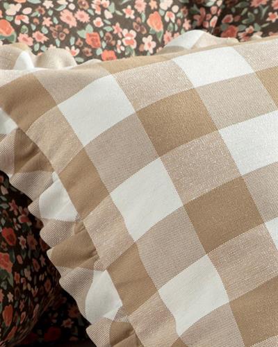 Plaid Декоративна Калъфка За Възглавница Тъкан, Памучен, Бежово, 45 X 45 Cm