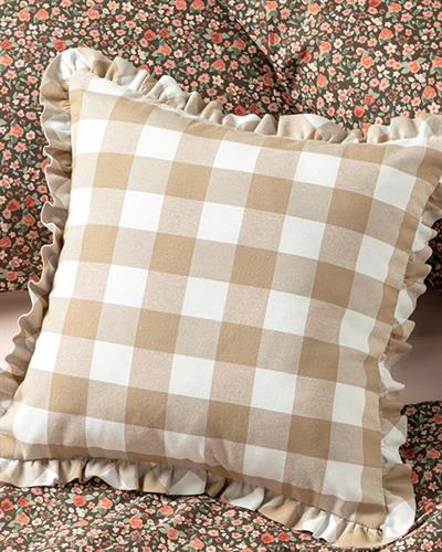 Plaid Декоративна Калъфка За Възглавница Тъкан, Памучен, Бежово, 45 X 45 Cm