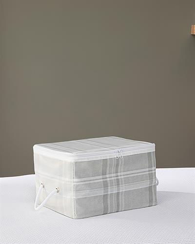 Plaid Lines Чанта За Дрехи Сиво, 30 X 22 X 18 Cm